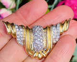 Vintage Freeform Retro 14K Gold 5ct VS Diamond Peridot Slider Necklace Pendant