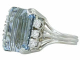 Retro Mid Century Vintage Estate 16.56 Carat Aquamarine VS Diamond Cocktail Ring