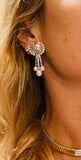 Important Vintage 1940s-50s Platinum 5.50ct VS Diamond Pearl Dangle Earrings