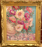 24x20 Vase Flowers Floral Still Life KADLIC Original Oil Painting Art Gold Frame