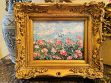 KADLIC Original Oil Painting Floral Landscape Impasto Gold Gilt 15" Frame