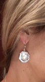 Estate Vintage 2.40 ct G VS Diamond Mabe Pearl Dangle Drop Earrings 14k Gold 1"