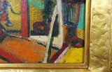 Mid Century Modern Original Oil Figures Painting Art Gilt Gold Frame