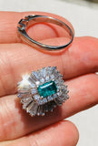 Vintage Ring-dant 14k Gold Emerald VS Diamond Ballerina Engagement Ring Pendant