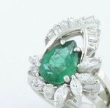 Vintage Estate 14K Gold Beautiful 3.00ct Emerald VS Diamond Cocktail Ring
