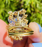 Vintage La Triomphe 18k Gold Baroque Pearl G VS Diamond Citrine Ring