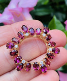 Vintage Estate 18K Gold Pink Tourmaline Diamond Gemstone Necklace Pendant