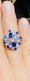 Vintage Midcentury 1950s Platinum 3.75ct Blue Sapphire VS Diamond Ballerina Ring