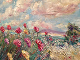 KADLIC "Wildflowers Seascape Landscape", Original Oil Painting 30x40