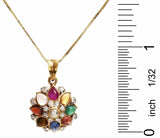 Vintage 18k Gold 1.9ct Diamond Ruby Emerald Sapphire Gemstone Necklace Pendant