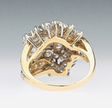 Vintage Midcentury 18k Gold 4ct Diamond Cluster Cocktail Ring