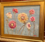 24x20" Wildflowers Floral Gardens KADLIC Original Oil Painting Art Gold Frame