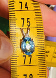 Vintage 14k Gold Blue Topaz Diamond Necklace Pendant