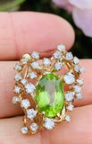 Vintage Estate Retro 14K Gold 4.67ct VS Diamond Peridot Slider Necklace Pendant