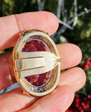 Vintage Retro 14K Gold 20ct Diamond Amethyst Slider Necklace Pendant