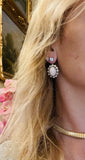 Vintage Estate 18k Gold Angel Skin Coral 1.50ct Diamond Dangle Drop Earrings