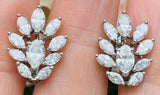 Vintage Art Deco Estate 14k Gold 2.75ct G VS Marquise Diamond Cluster Earrings