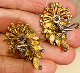 Vintage Art Deco French Heavy 18k Gold Ruby VS Diamond Earrings DES EN FRANCE