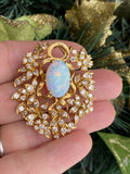 Vintage Estate JGJLRY 18k Gold 6.25ct VS Diamond Opal Necklace Pendant Brooch