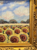 KADLIC Impressionist Sunflowers Impasto Original Oil Painting Gold Frame 20x24"