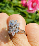 Vintage Estate 14k Gold Fancy 1.50ctw Baguette Marquise Diamond Cluster Ring