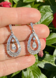 Vintage Estate 14k Gold 3.75ct G VS Diamond Pear Baguette Dangle Drop Earrings
