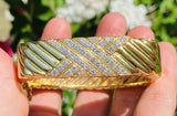 Heavy Vintage Estate Italian 18k Gold Hinged Retro Diamond X Cuff Bracelet 60g