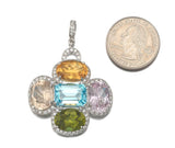 Vintage 18k Gold Topaz Kunzite Gemstones 1.90ct G VS Diamonds Pendant Necklace