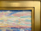KADLIC Abstract Sunset Seascape Impasto Original Oil Painting Gold 20-24” Frame