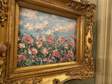 KADLIC Original Oil Painting Floral Landscape Impasto Gold Gilt 15" Frame