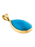 Vintage Estate Stunning 18K Yellow Gold 18 ct Pear Turquoise Cabochon Pendant