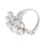 Estate Retro Marquise Baguette Platinum 4.60ct Diamond Engagement Cocktail Ring