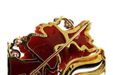 Impressive 18k Gold Coral Onyx G VS Diamond 1.65 ct Brooch Pin Pendant