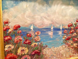 24x20" Mediterranean Seascape KADLIC Original Oil Painting Art Gold Frame
