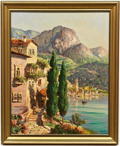 Vintage Midcentury Retro Italy Mediterranean Impressionist Original Oil Painting