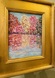 KADLIC Abstract TREES Autumn Fall Landscape Original Oil Painting Gold Frame