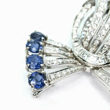 Vintage 1950s Midcentury 18k Gold 4.85ct Blue Sapphire VS Diamond Brooch Pendant