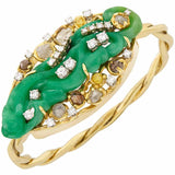 STUNNING Peter Lindeman Handmade 18k Gold Jade Diamond Bangle Bracelet