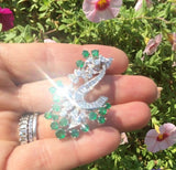 Retro 1950s Vintage Estate 18k Gold 5ct VS Diamond Emerald Necklace Pendant