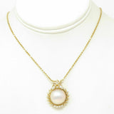 Vintage Estate Retro 18k Gold Mabe Pearl 1.00ct G VS Diamond Necklace Pendant