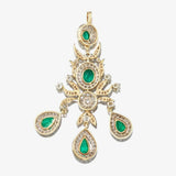 Vintage Antique Art Deco 6ct Diamond Emerald 14k Gold Pendant Necklace Large