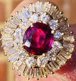 Vintage Estate 18k Gold 4.50ct Ruby VS Diamond Ballerina Ring