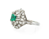 Stunning 14k Gold Mid Century 1950s Retro 4.50ct Emerald VS Diamond Ring