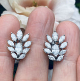 Vintage Art Deco Estate 14k Gold 2.75ct G VS Marquise Diamond Cluster Earrings