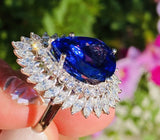 Vintage Ring-dant Platinum 11ct Pear Tanzanite VS Diamond Ballerina Ring Pendant