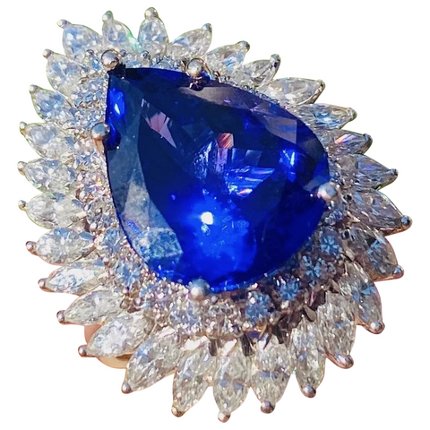 Vintage Ring-dant Platinum 11ct Pear Tanzanite VS Diamond Ballerina Ring Pendant