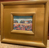 KADLIC Poppies Landscape Tuscany Original Oil Table Painting Gold Gilt Frame 11”