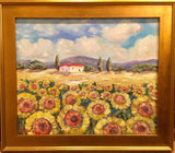 24x20" Impressionist Sunflowers KADLIC Original Oil Painting Art Gilt Frame
