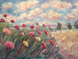 KADLIC "Wildflowers Seascape Landscape", Original Oil Painting 30x40