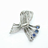 Vintage 1950s Midcentury 18k Gold 4.85ct Blue Sapphire VS Diamond Brooch Pendant